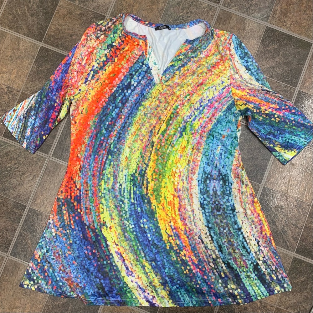 Soft and stretchy rainbow starry night tunic top